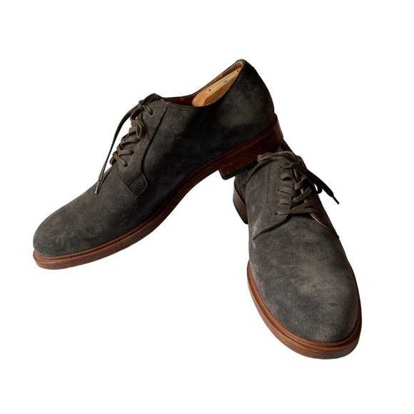 VINCE Suede Leather Lace Up Oxford Gray Shoes Size 11M ITALY